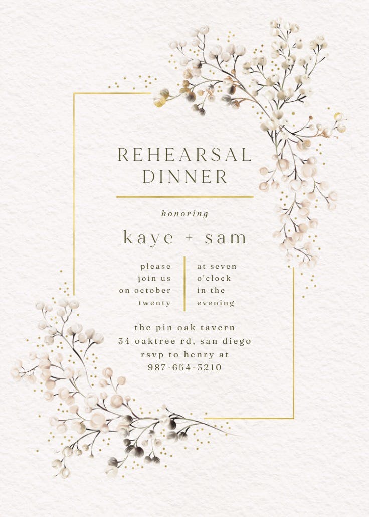 Breathless - rehearsal dinner party invitation